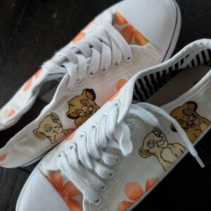 Kids White and Orange Animal Print Sneakers